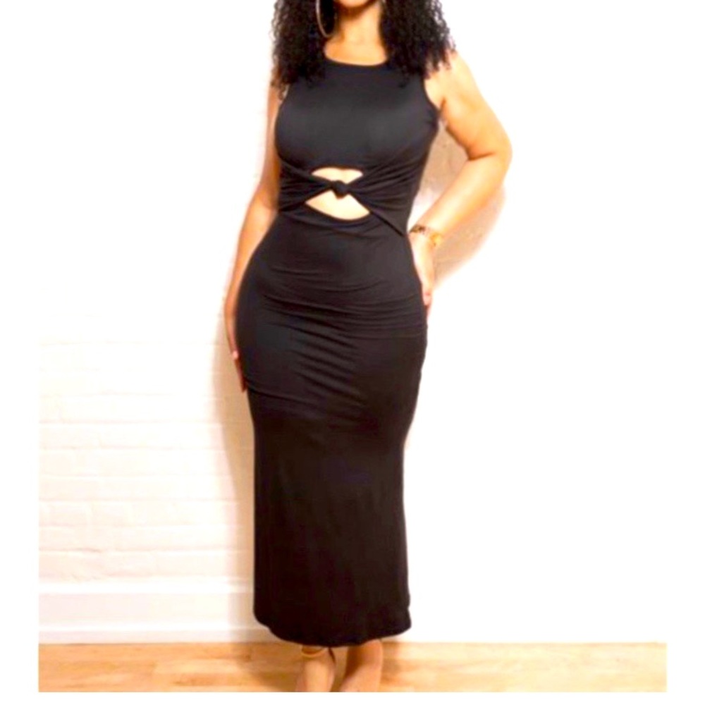 Long Black Maxi Dress w/cutout Details